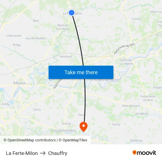 La Ferte-Milon to Chauffry map