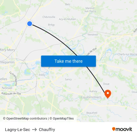 Lagny-Le-Sec to Chauffry map