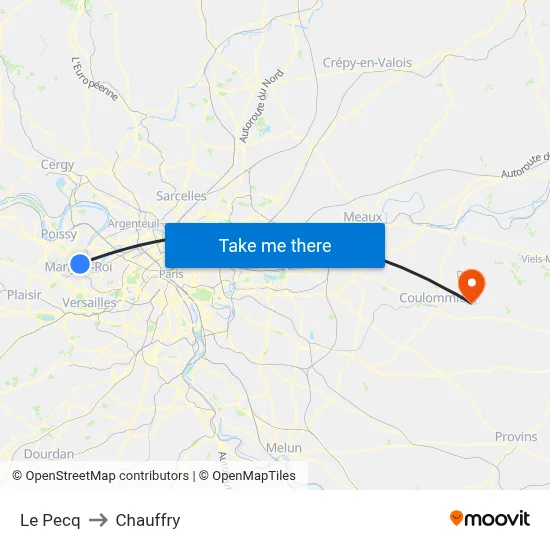 Le Pecq to Chauffry map