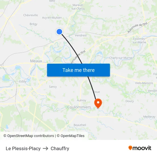 Le Plessis-Placy to Chauffry map
