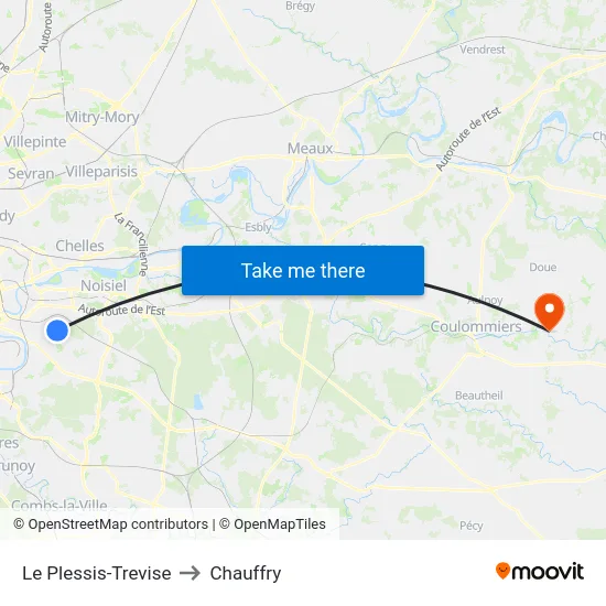 Le Plessis-Trevise to Chauffry map