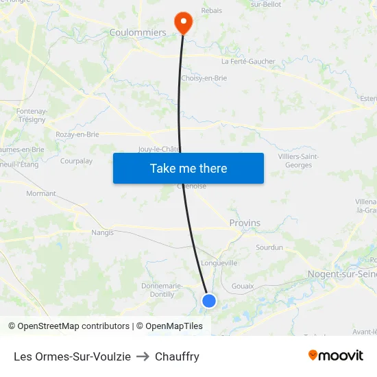 Les Ormes-Sur-Voulzie to Chauffry map