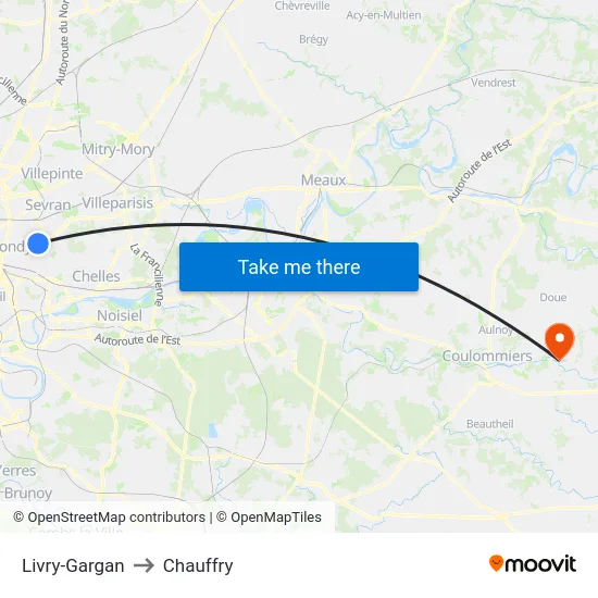 Livry-Gargan to Chauffry map