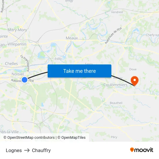 Lognes to Chauffry map