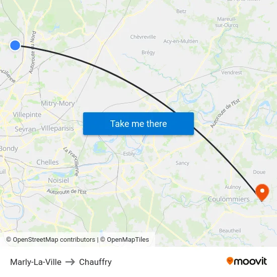 Marly-La-Ville to Chauffry map