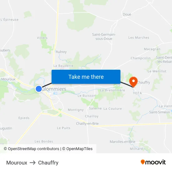 Mouroux to Chauffry map