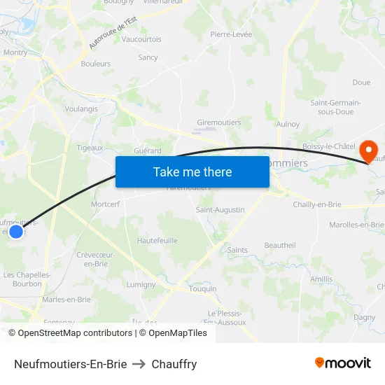 Neufmoutiers-En-Brie to Chauffry map
