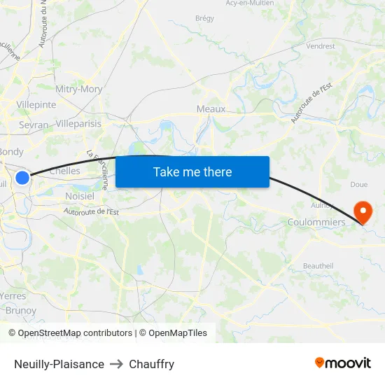 Neuilly-Plaisance to Chauffry map