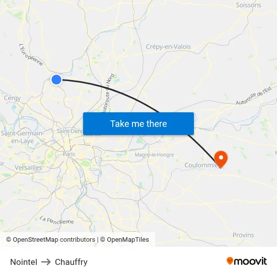 Nointel to Chauffry map