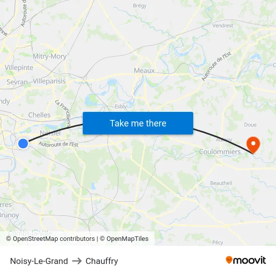 Noisy-Le-Grand to Chauffry map