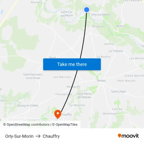 Orly-Sur-Morin to Chauffry map