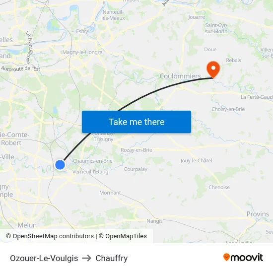 Ozouer-Le-Voulgis to Chauffry map
