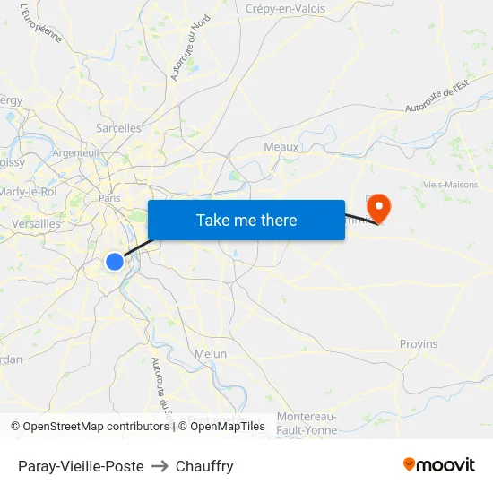 Paray-Vieille-Poste to Chauffry map