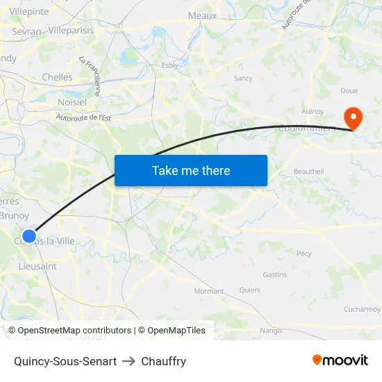 Quincy-Sous-Senart to Chauffry map