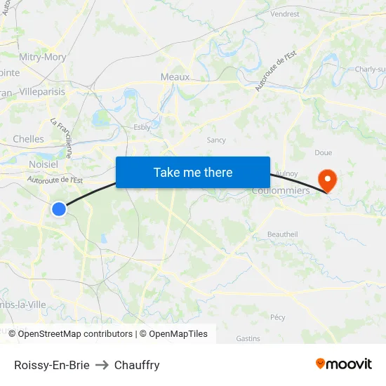 Roissy-En-Brie to Chauffry map