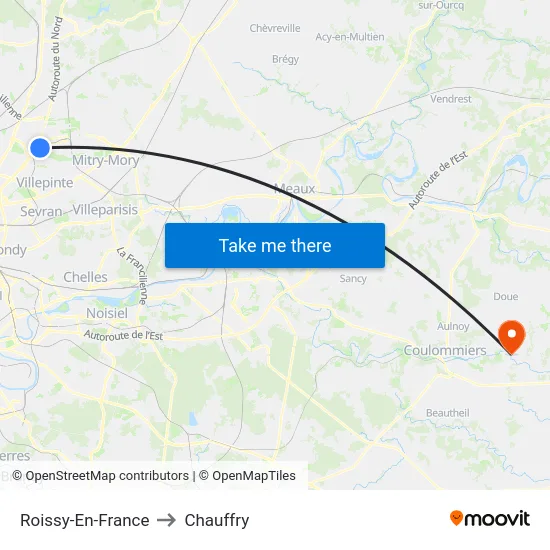 Roissy-En-France to Chauffry map