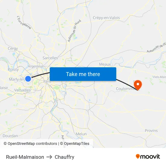 Rueil-Malmaison to Chauffry map