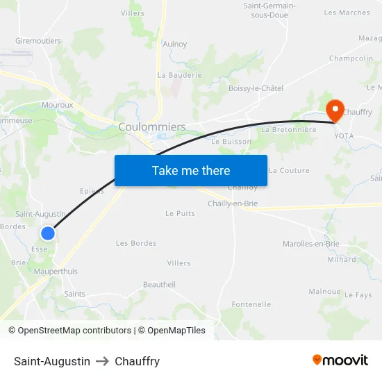 Saint-Augustin to Chauffry map