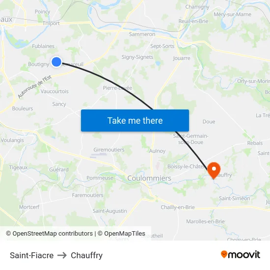 Saint-Fiacre to Chauffry map