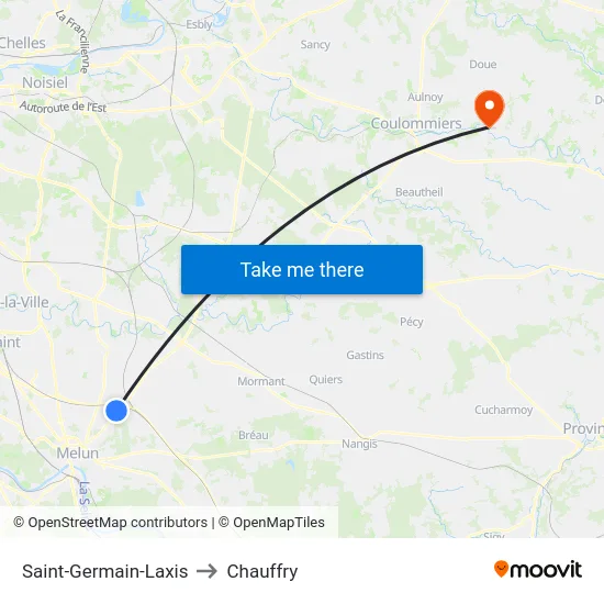 Saint-Germain-Laxis to Chauffry map