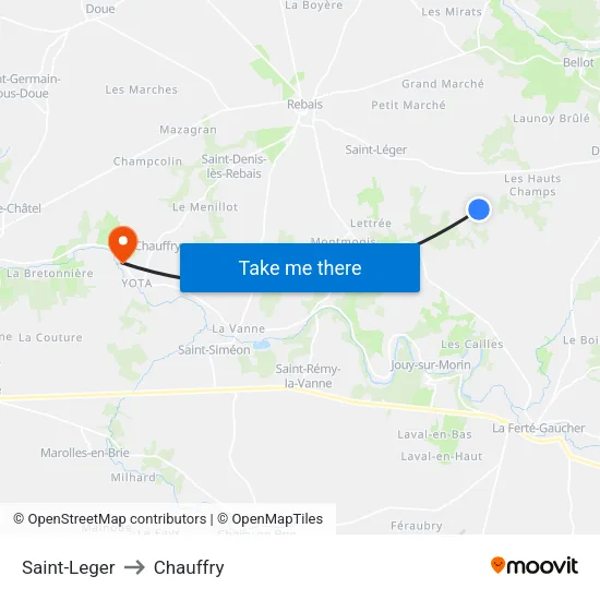 Saint-Leger to Chauffry map