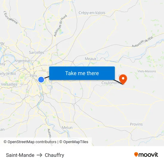 Saint-Mande to Chauffry map