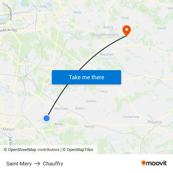 Saint-Mery to Chauffry map