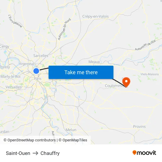 Saint-Ouen to Chauffry map