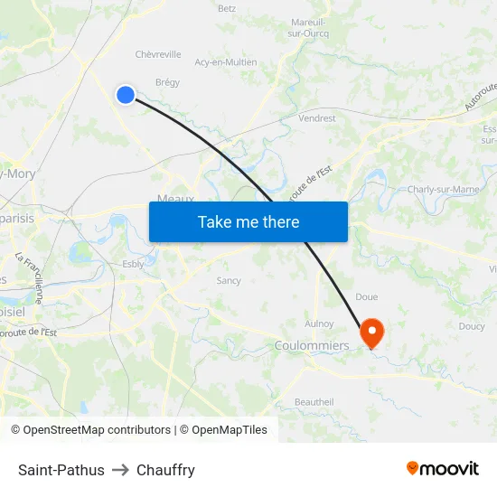 Saint-Pathus to Chauffry map