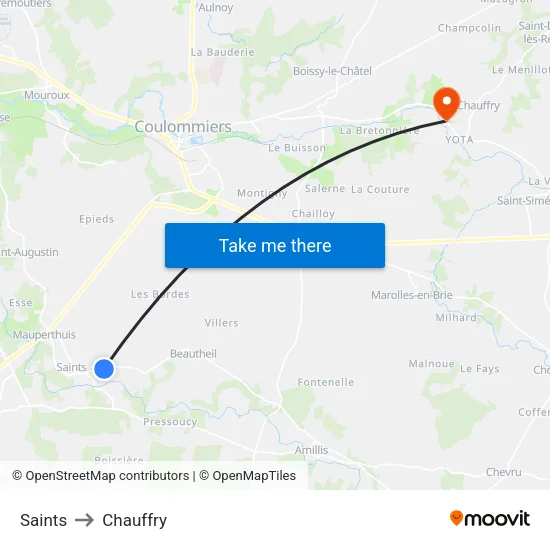 Saints to Chauffry map
