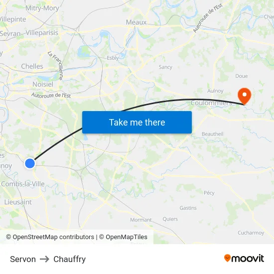 Servon to Chauffry map