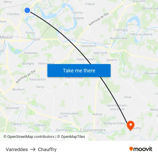 Varreddes to Chauffry map