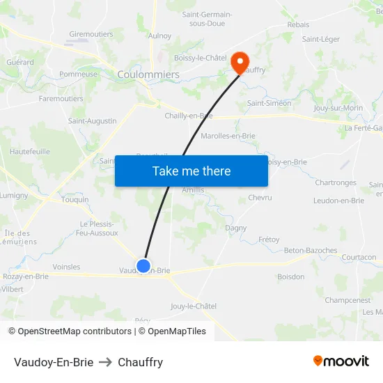 Vaudoy-En-Brie to Chauffry map