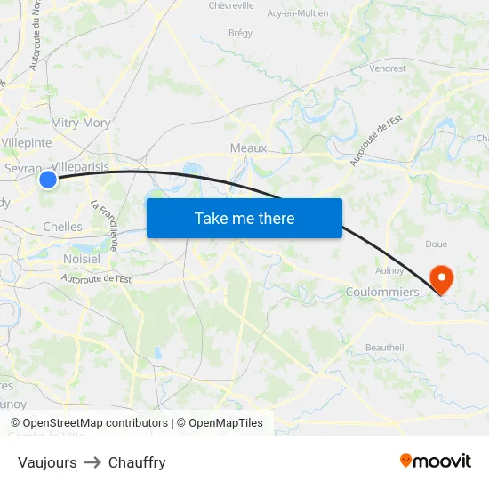 Vaujours to Chauffry map