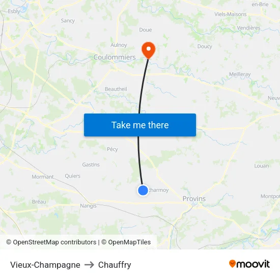 Vieux-Champagne to Chauffry map