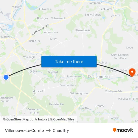 Villeneuve-Le-Comte to Chauffry map