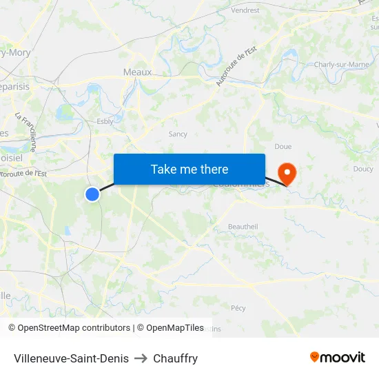 Villeneuve-Saint-Denis to Chauffry map