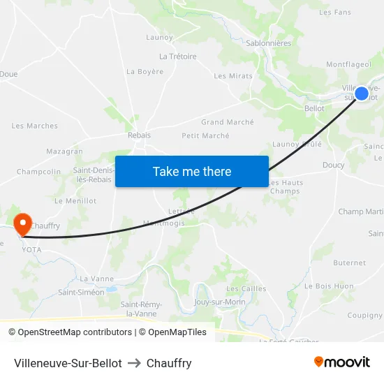 Villeneuve-Sur-Bellot to Chauffry map