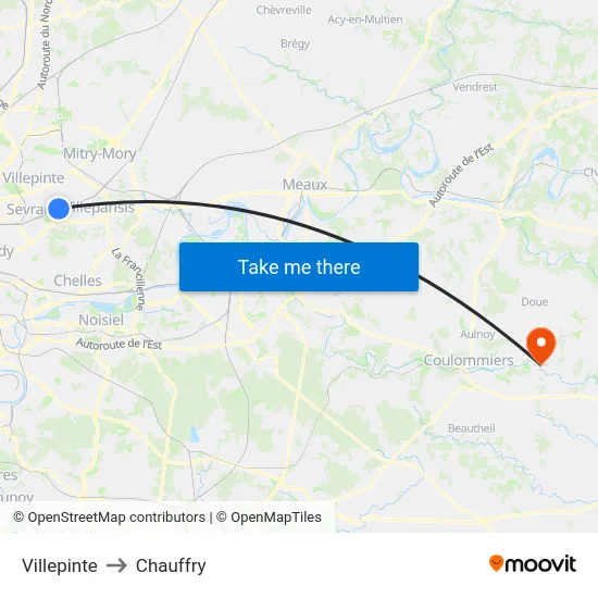 Villepinte to Chauffry map
