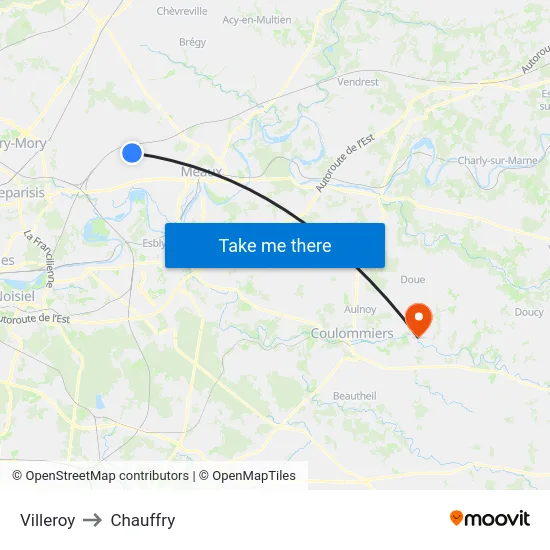 Villeroy to Chauffry map
