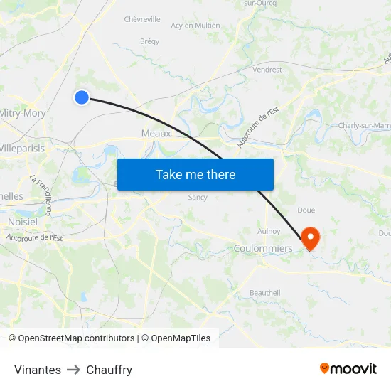 Vinantes to Chauffry map