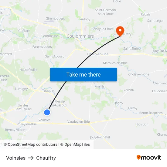 Voinsles to Chauffry map