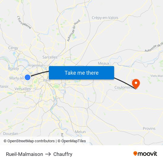 Rueil-Malmaison to Chauffry map