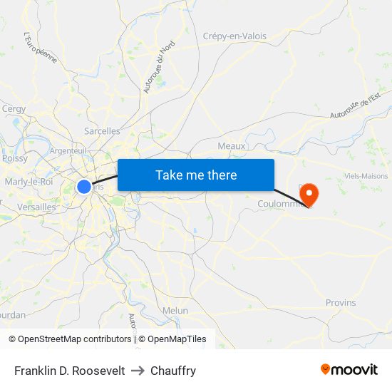Franklin D. Roosevelt to Chauffry map