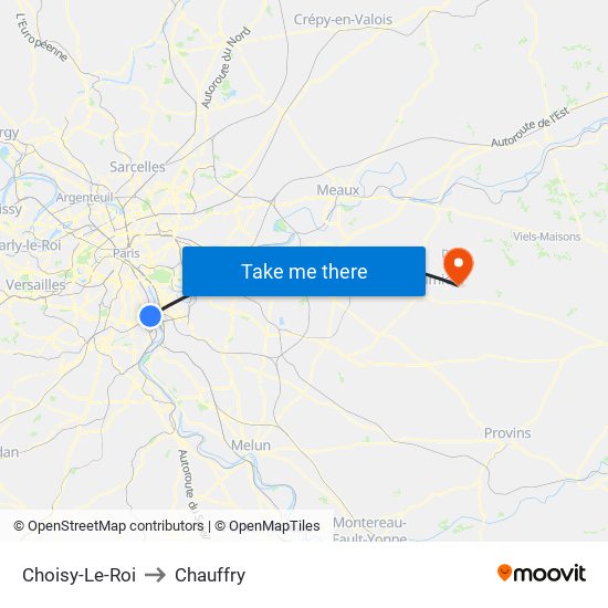 Choisy-Le-Roi to Chauffry map