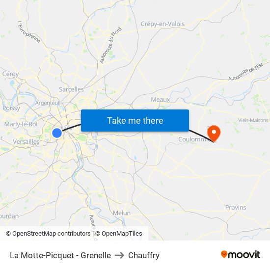 La Motte-Picquet - Grenelle to Chauffry map