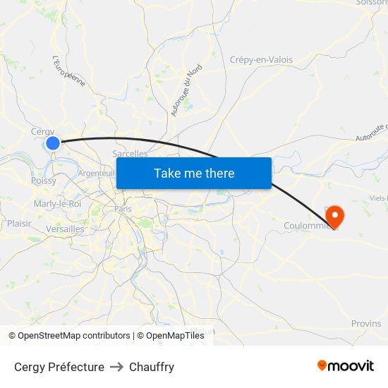 Cergy Préfecture to Chauffry map