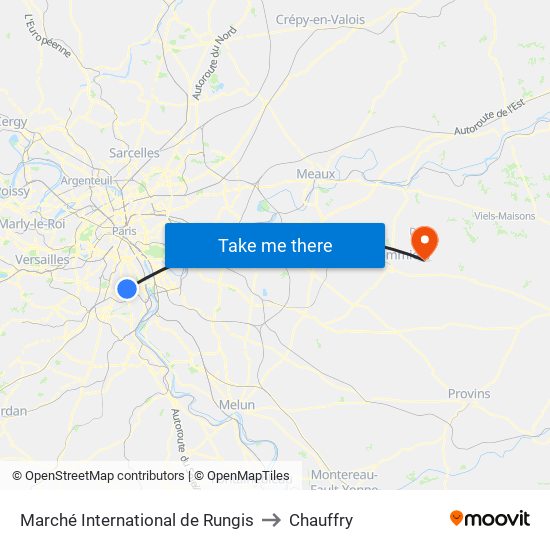 Marché International de Rungis to Chauffry map