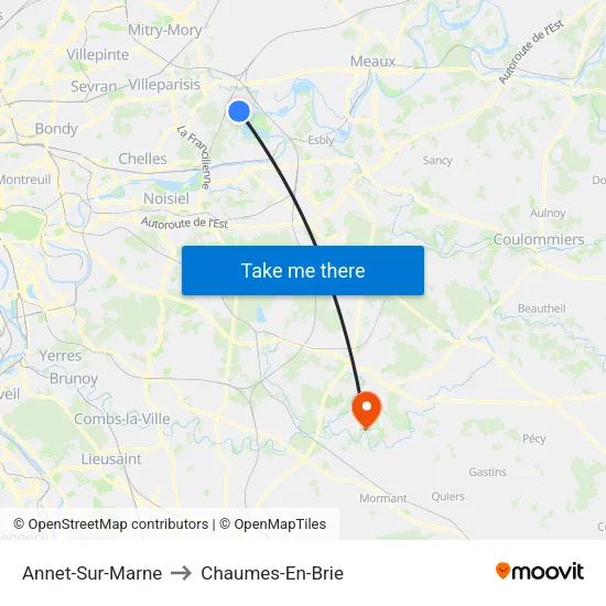 Annet-Sur-Marne to Chaumes-En-Brie map