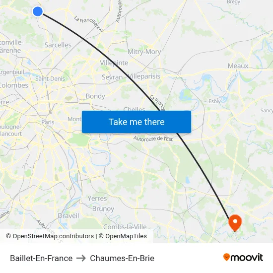Baillet-En-France to Chaumes-En-Brie map